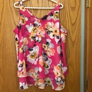Lane Bryant pink floral double layer swing tank